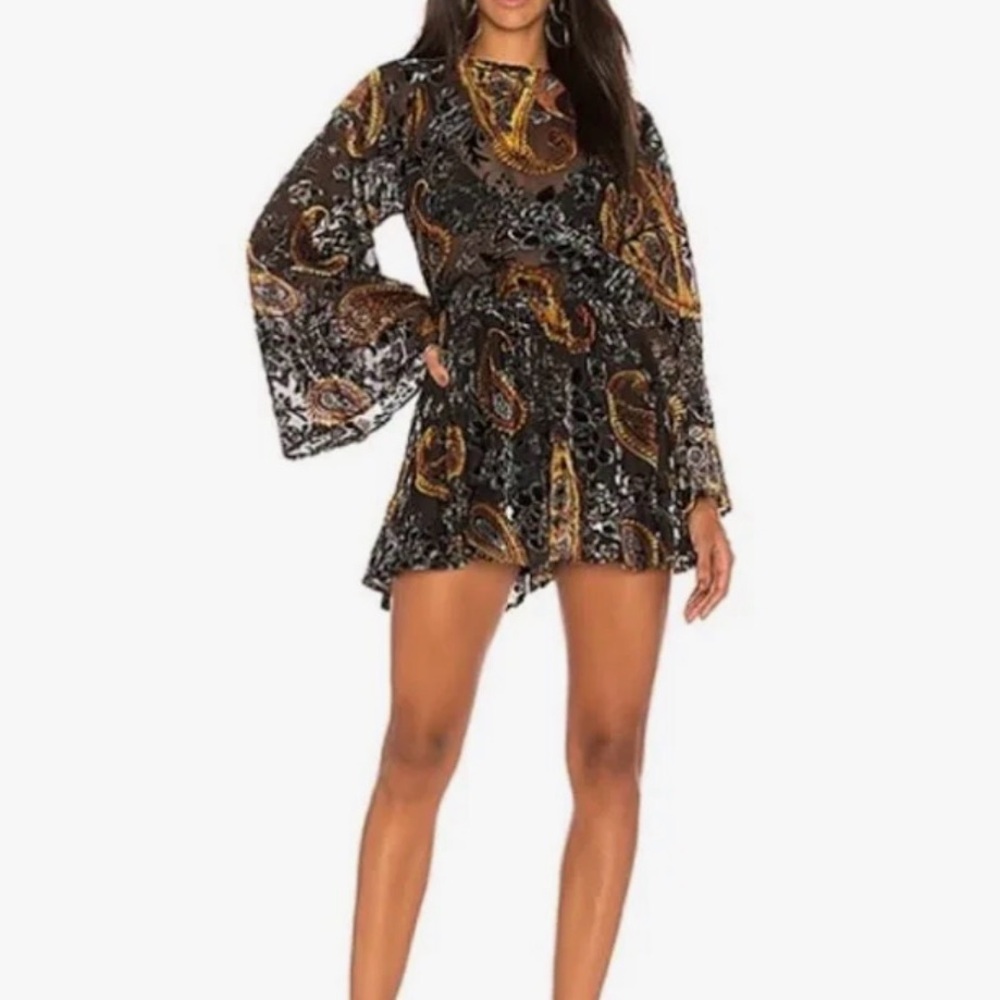 Open back Velvet paisley romper